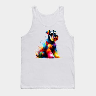 Abstract Colorful Giant Schnauzer in Splash Art Style Tank Top